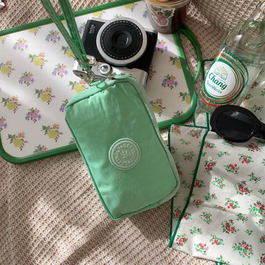 Miniplånbok för mynt i nylon för kvinnor: Bärbar Liten Plånbok, Korthållare, ID-Ficka, Förvaringshandväska