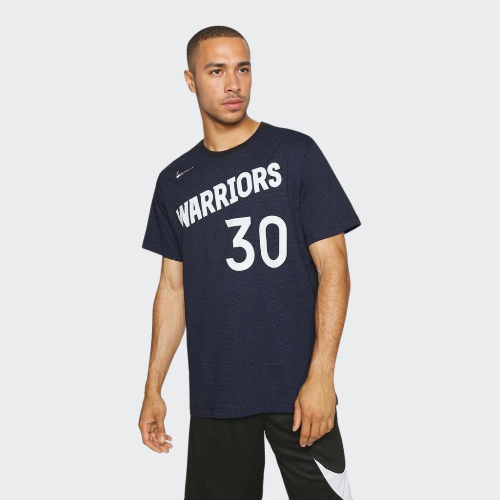 Nike Alphanumeric Print Crew Neck Pullover Short Sleeve T-Shirt, Golden State Warriors, Stephen Curry No. 30 Men Tops Black DM0407-010