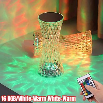 Lampada da Scrivania Diamante a 16 Colori RGB Ricaricabile USB Lampade da Comodino in Cristallo Decorazione in Acrilico Luci Notturne Illuminazione LED da Comodino per Camera da Letto Regalo