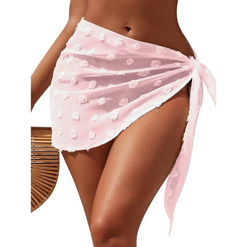 

Женская сексуальная пляжная праздничная одежда для отдыха на море, короткая юбка с завязками и разрезом L розовый