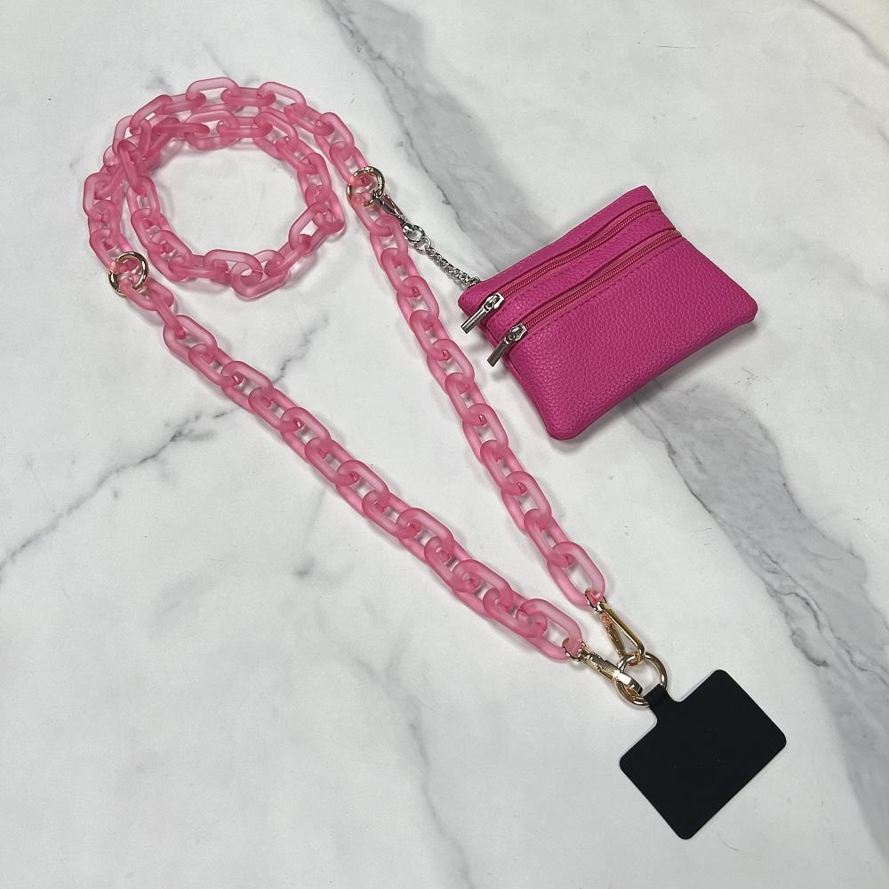 

Universal Phone Chain with Wallet Hands-Free Carrying and Adjustable Acrylic Crossbody Strap With Zippered Pouch Gifts for Women Plastic