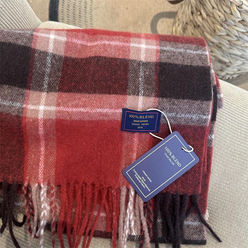 Australian Imitation Cashmere Plaid Light Luxury Scarf Unisex Couple Style Autumn and Winter Warm Scarf