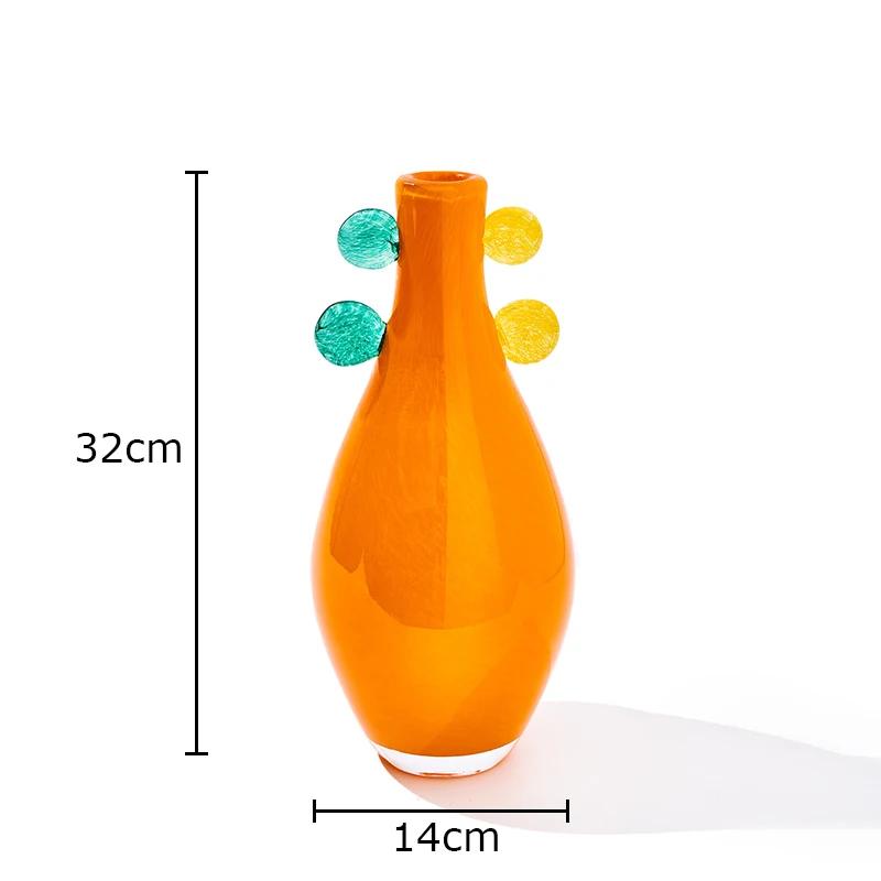 Color Gradient Glass Vase Desk Decoration Artificial Flower Decorative Flowers Arrangement Colorful Vases Room Aesthetic Decor