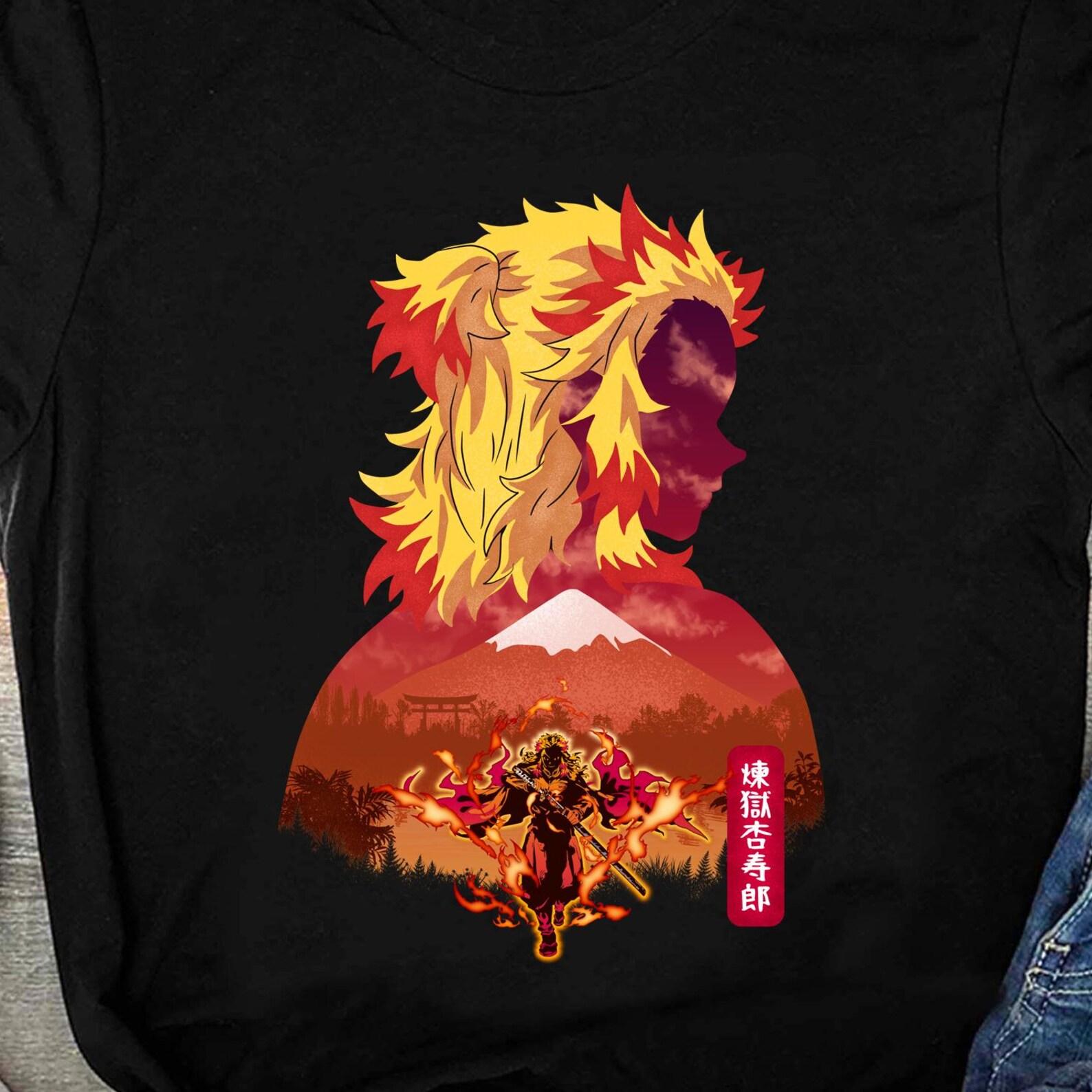 Rengoku Demon Slayer Anime Shirt, Regoku Kimetsu No Yaiba TShirt, Flame Hashira Kyojuro Rengoku Tee, Akaza, Mitsuri Kanroji Gift M