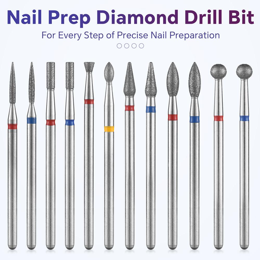 10PCS Diamond Nail Drill Bit Set Electric Milling Cutters For Manicure Rotary Burr Cuticle Clean Manicure Drill Accessories