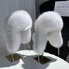 New Winter Men's 100% Real Silver Fox Fur Bomber Hat Raccoon Fur Ushanka Cap Trapper Russian Man Ski Hats Caps Real Leather