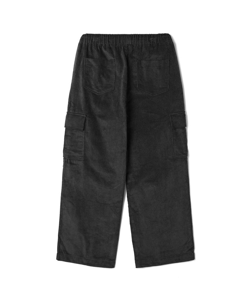 ADHOC Men'S Corduroy Cargo Wide Fit Full Elastic Waist Pants (Black) (Hbalp15)