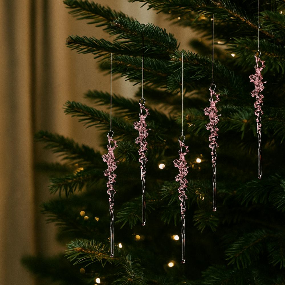 5Pcs Transparent Christmas Ice Pendants Simulated Fake Ice Bar Frost Spike Pendant Festival Favors