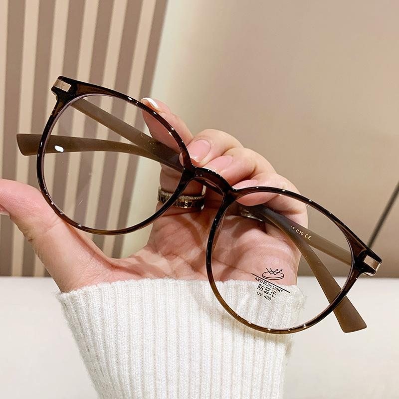 1151 Versatile Plain Myopia Glasses For Men And Women Can Be Matched With Degrees Retro Cold Brown Glasses Frame Large Frame Thin Face