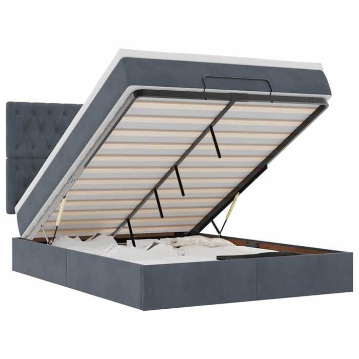 Cadre de lit ottoman - Maison Exclusive - 140x200 cm - Velours gris foncé - Rangement hydraulique