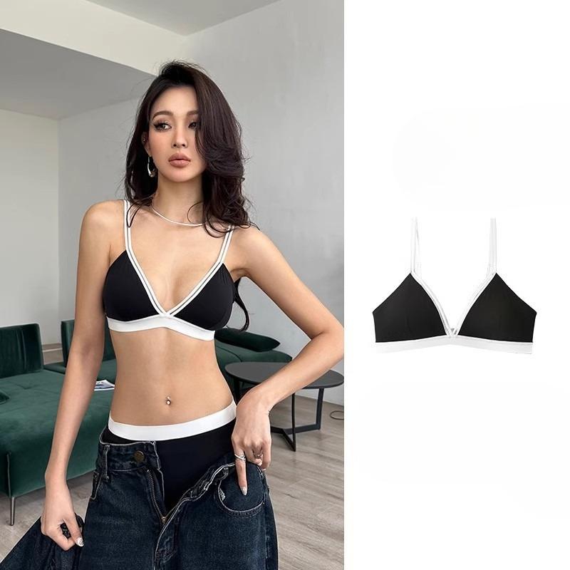 Dames Zomer Sexy Dunne Schouderband Zonder Spoor Zonder Beugel De Verenigde Staten Achterkant Driehoekige Cup Lingerie
