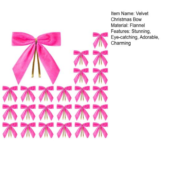 24 Stück Samt Weihnachts Schleifen mit Drahtbinder 3,5 Zoll Vorgebunden Vintage Samtband Schleifen für Kranz Baum Geschenkverpackung