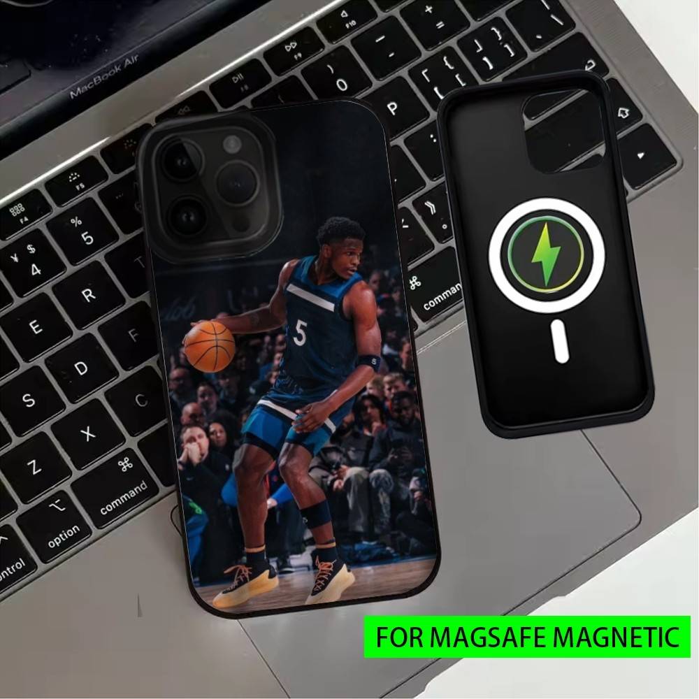 Basketbalová hvězda A-Anthony Edwards Pouzdro na telefon Pro iPhone17,16,15,14,13,12,11 Plus,Pro Max Magnetické Pro Magsafe Bezdrátové nabíjení