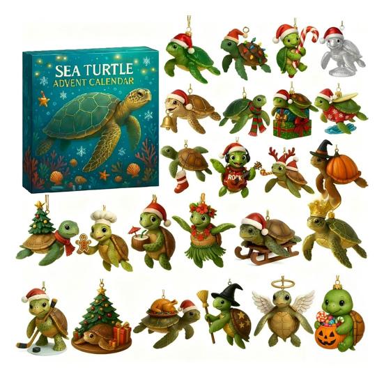 Havskilpadde Adventskalender Havinspirert Jule Nedtellingskalender 24 Søte Havskilpadde Dekorasjoner Julegave til Barn Samlere
