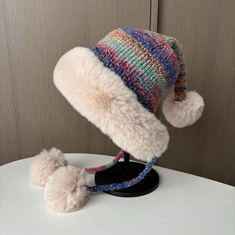 Northeast plush cute ear protection hat children's autumn and winter warm knitted wool headgear retro face little Lei Feng hat