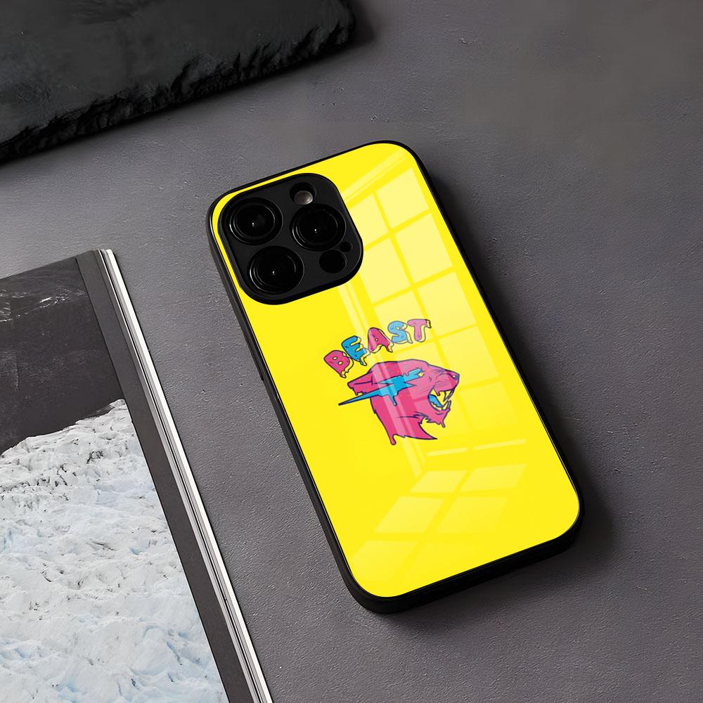 M-Mr Beasts Obal na telefon Pro IPhone 17 Air 16 E Pro Max 15 14 13 Mini 12 Pro 11 Max Plus Černý skleněný kryt