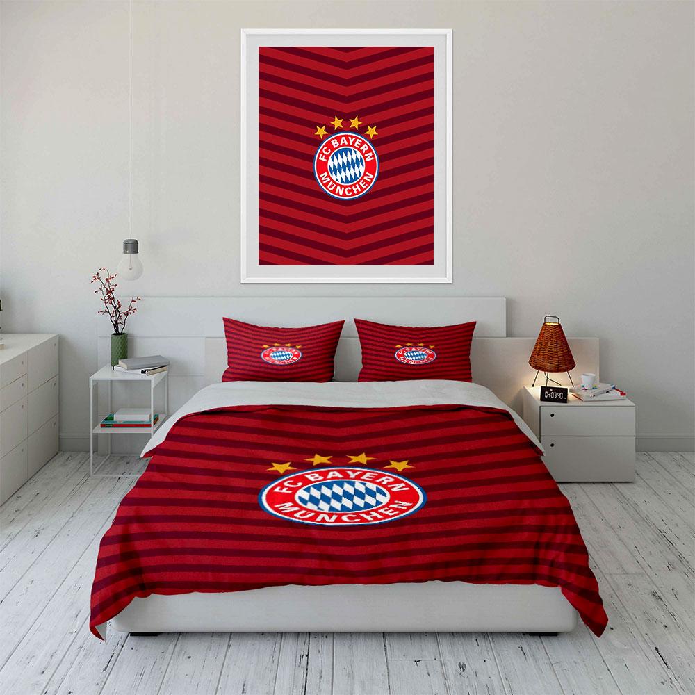 "Red Stripe FC Bayern Bedding" Bedding Duvet Cover Set Duvet Cover Pillowcases  (1 * Duvet Cover 2 * Pillowcases, Without Duvet Insert)