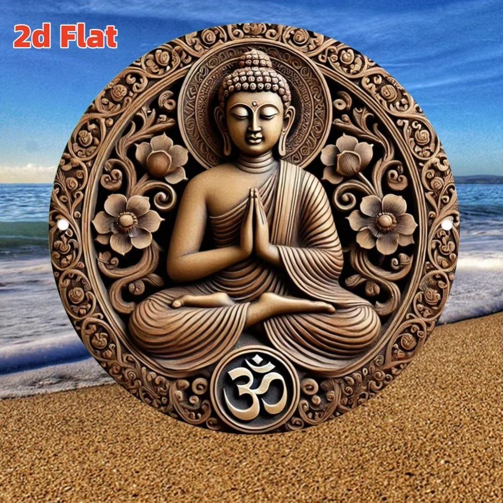 Metal Wall Art Buddha Statue Musical Lotus Zen Home Decor