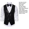 Men Suit Vest V-Neck Sleeveless Single Breasted Stage Show Waistcoat with Pockets Slim Fit Shiny Sequins Bow Tie Weddings Proms Vest