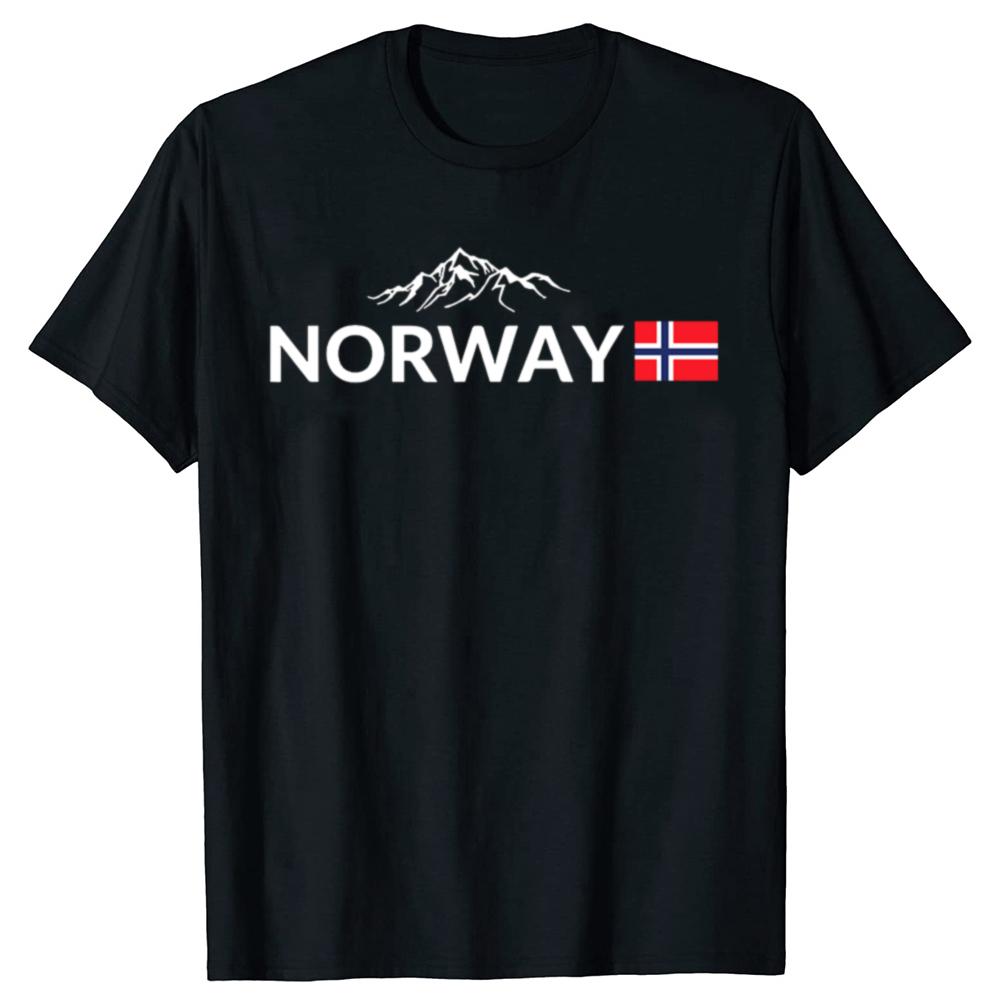 Funny Norway Flag Mountain Outdoor Graphic T-shirts Men Women's Fashion Casual Tshirt 100% Cotton Loose Oversized T Shirt