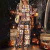 Women's Casual Button Down 3/4 Sleeve Top and Wide Leg Pants Two Piece Set