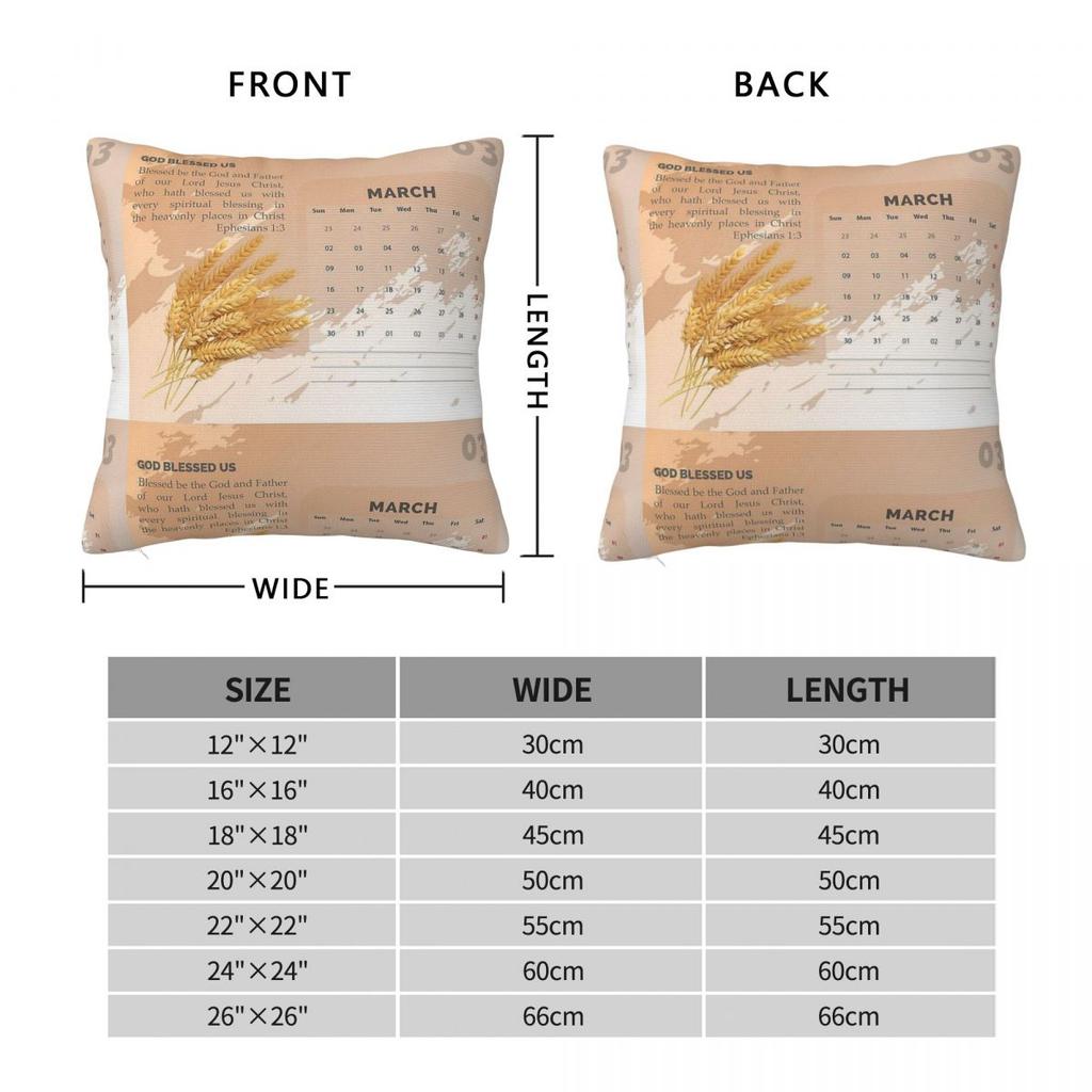 Calendar Bible Verse Square Pillowcase Polyester Linen Velvet Pattern Zip Decorative Pillow Case Bed Cushion Cover