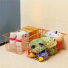 SANNO Wire Storage Basket, Household Storage Box, Small Item Storage Case, Refrigerator Compatible, with Handle, Rose Gold, Set of 2