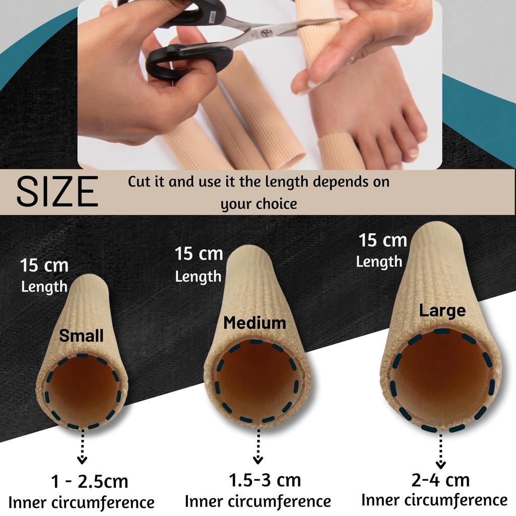 Wonder Care 1 piece Toe Cushion Tube Bunion Pads- Protectors for Corns, Blisters, Calluses. Cut-to-Size, Reusable Toe & Finger Tube for Men & Wom