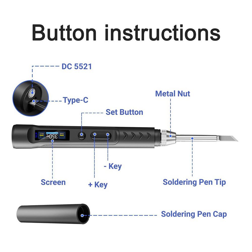 T65SP Portable Soldering Iron Dual Power Supplying Modes Maximum 90W High Power 150 Celsius  To 450 Celsius
