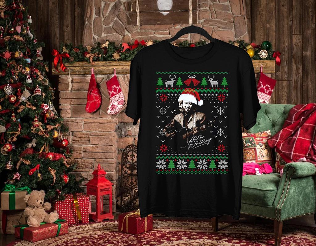 Vtg Keith Whitley Ugly Christmas Cotton Black All Size Unisex Shirt J443