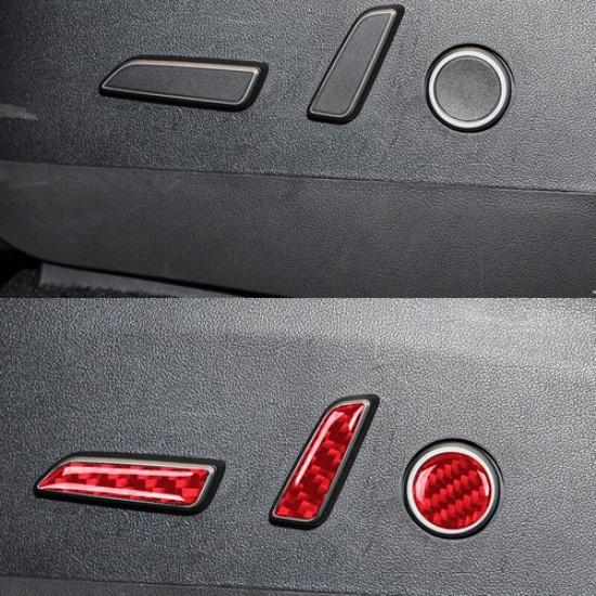 Red Carbon Fiber Seat Adjustment Switch Button Cover For Tesla Model 3 Y 17-22