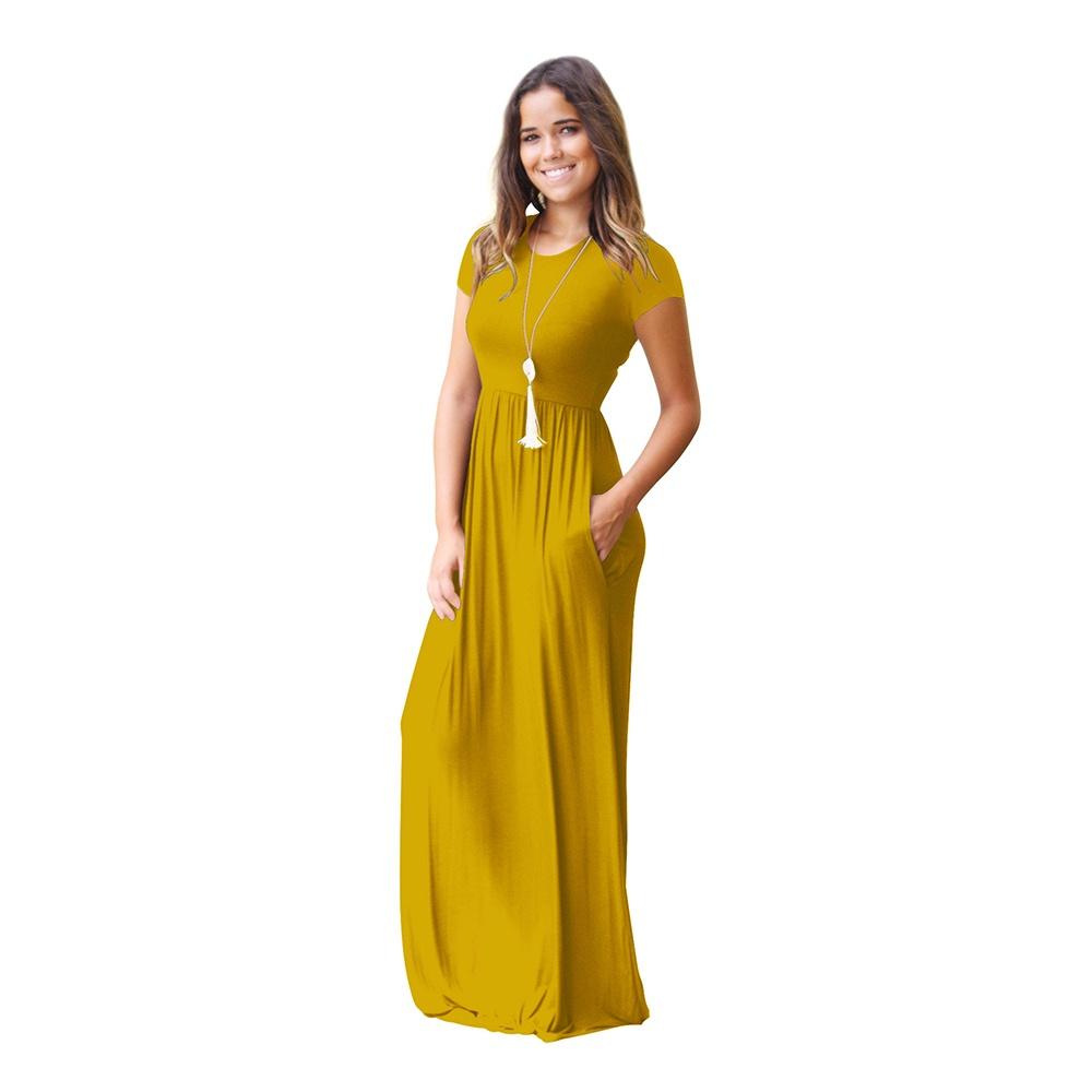 Elegant Women Boho Short Sleeve Solid Evening Party Maxi Dress Plus Size Delight