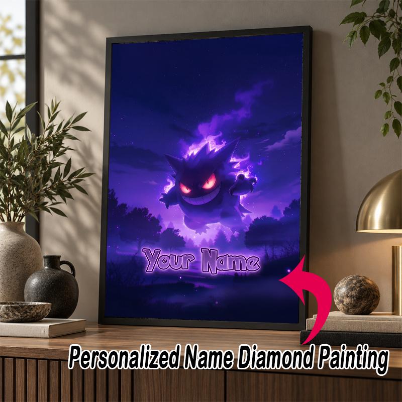 Personalized Gengar Diamond Art Custom Name 5D Diamond Painting Full Drill DIY Craft
