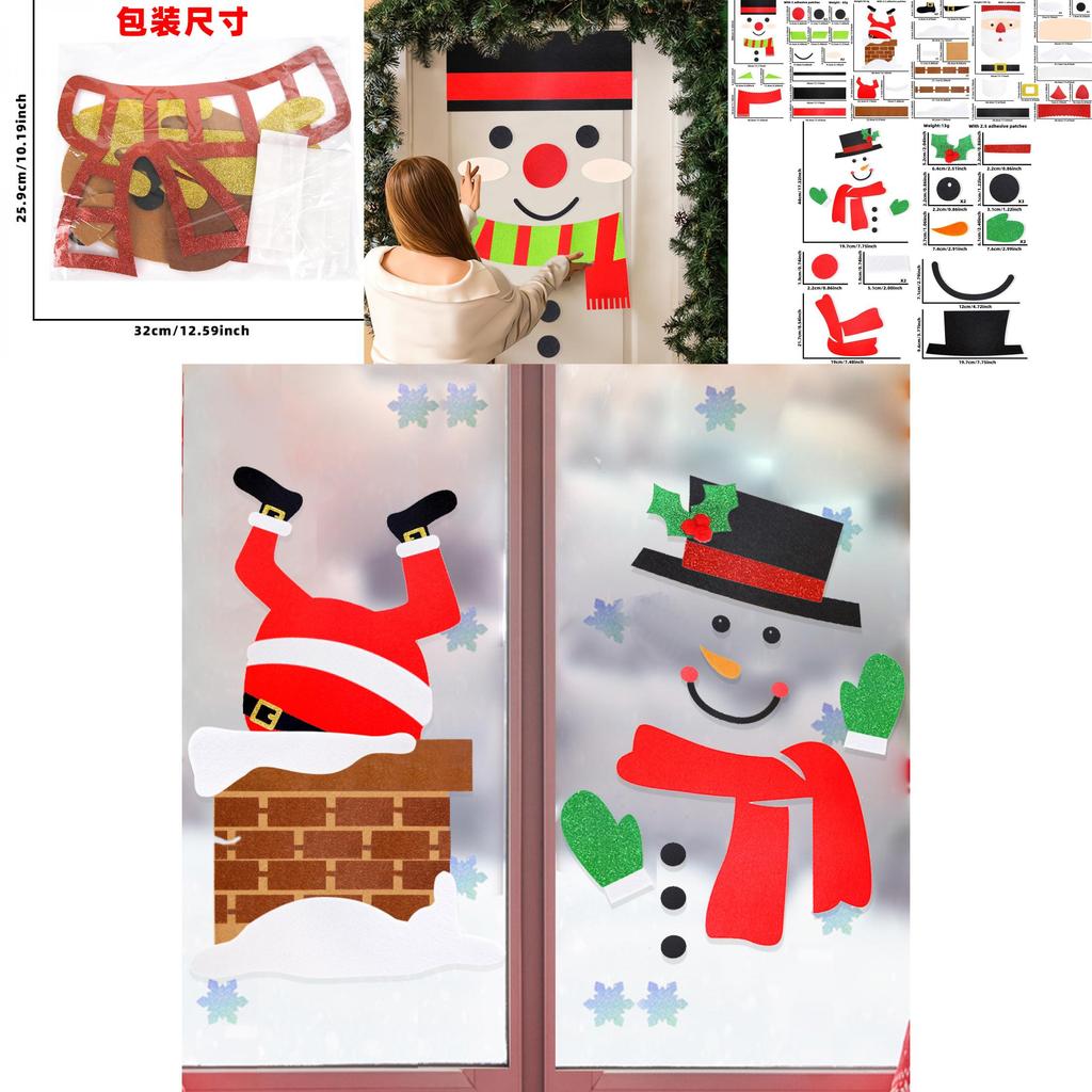 Delightful Christmas Nonwoven Fabric Door Decorations Featuring Cute Santa And Snowman