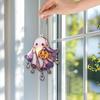 Cute Acrylic Ghost Suncatcher with Pumpkin Stained Glass Window Hanging Decor Halloween Wall Art Panel with Chain for Indoor Home Kitchen Decor