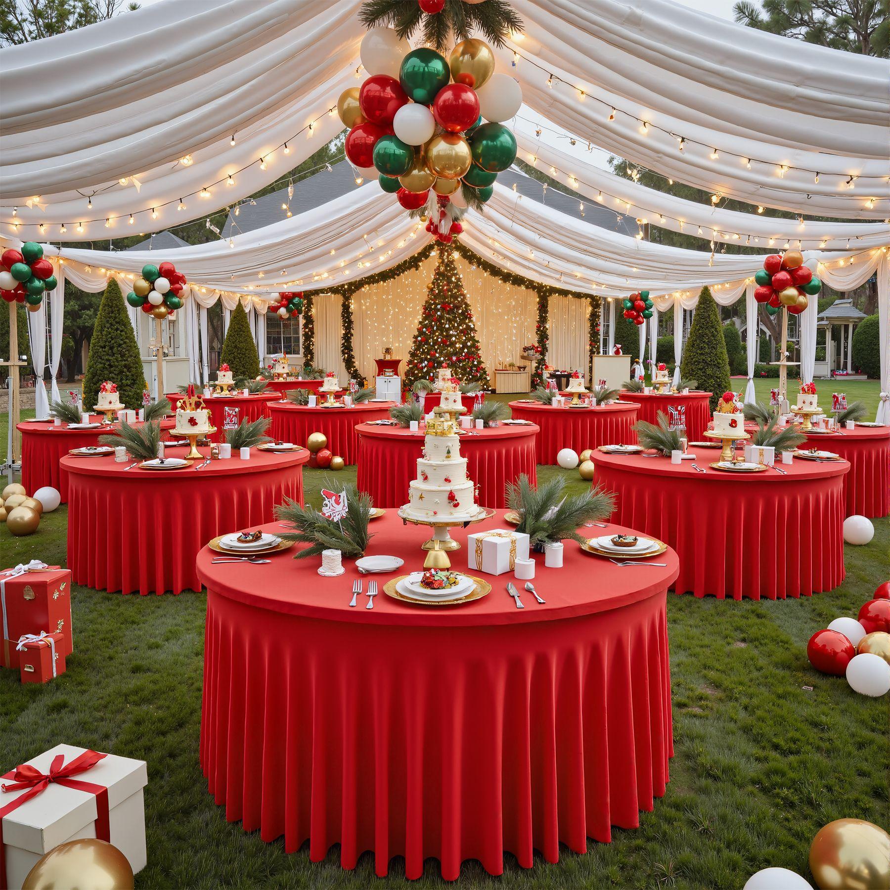 

Red Christmas Round Tablecloth Wedding Banquet Birthday Party Tablecloth Holiday Atmosphere Decoration Desktop Props Table Set Diameter122cmx78cm красный