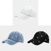 Embroidered Daisy Flower Denim Baseball Hat With Sunshade For Casual Day Out