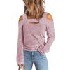 Spring and Autumn Women Fashion Strapless Loose Solid Color Long Sleeve Blouse Street Ladies Casual Spring and Autumn T-shirts