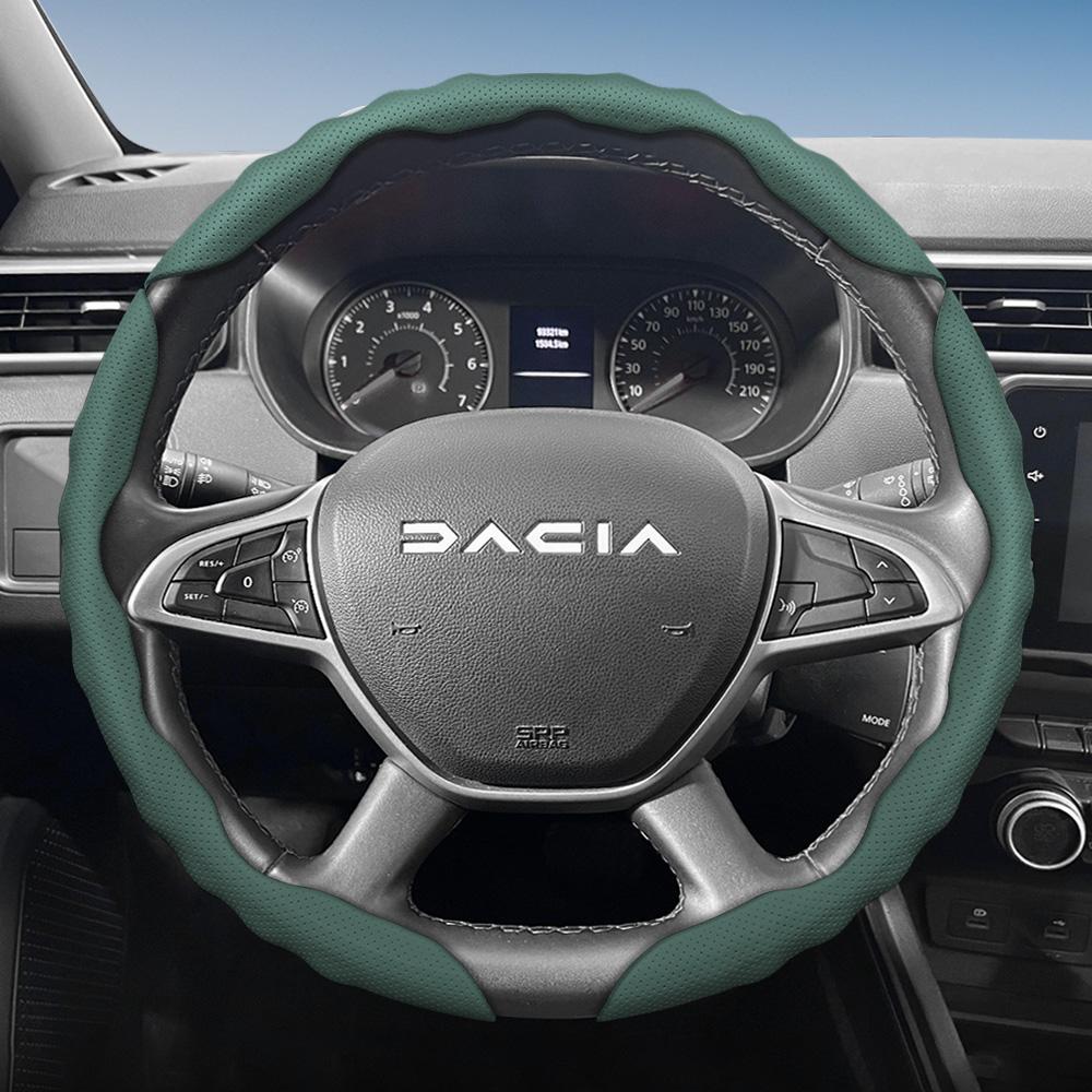 Pasuje do pokrowca na kierownicę Dacia, Sportowy design w kształcie fali, Oddychająca skóra, Segmentowy antypoślizgowy pochłaniający pot pokrowiec ochronny dla San