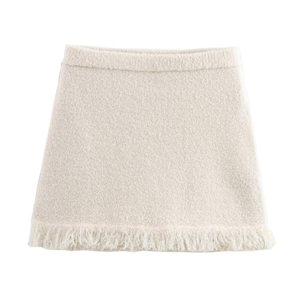 Autumn 2024 Women's Knitted Jacket & Bow Mini Skirt Set