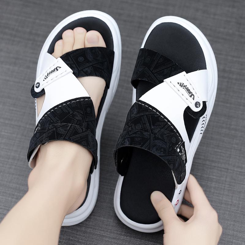 

Пляжная обувь мужская летняя одежда нескользящая и износостойкая Вьетнамские тапочки мужские уличные сандалии для вождения двойного назначения повседневные сандалии толстая подошва 38