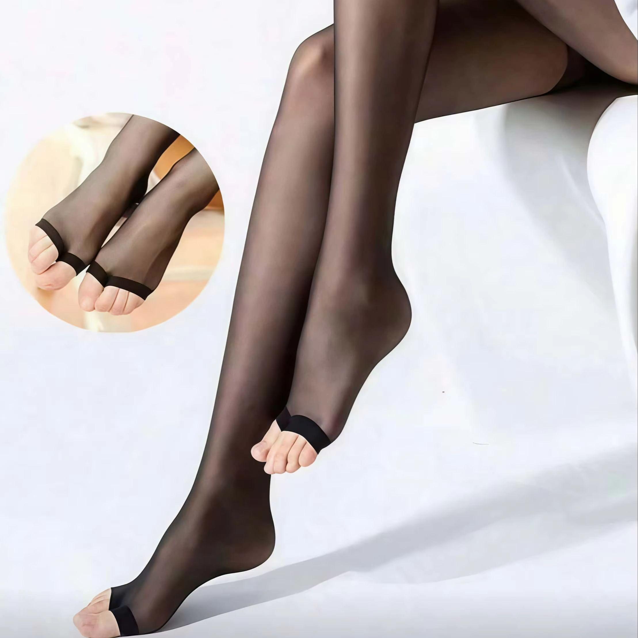 Damen Schwarz Offene Zehen Strümpfe Atmungsaktiv Hohe Dehnbarkeit Anti-Loch Sexy Vielseitig Offene Zehen Basissocken Tägliche Pendelkleidung One Size gray