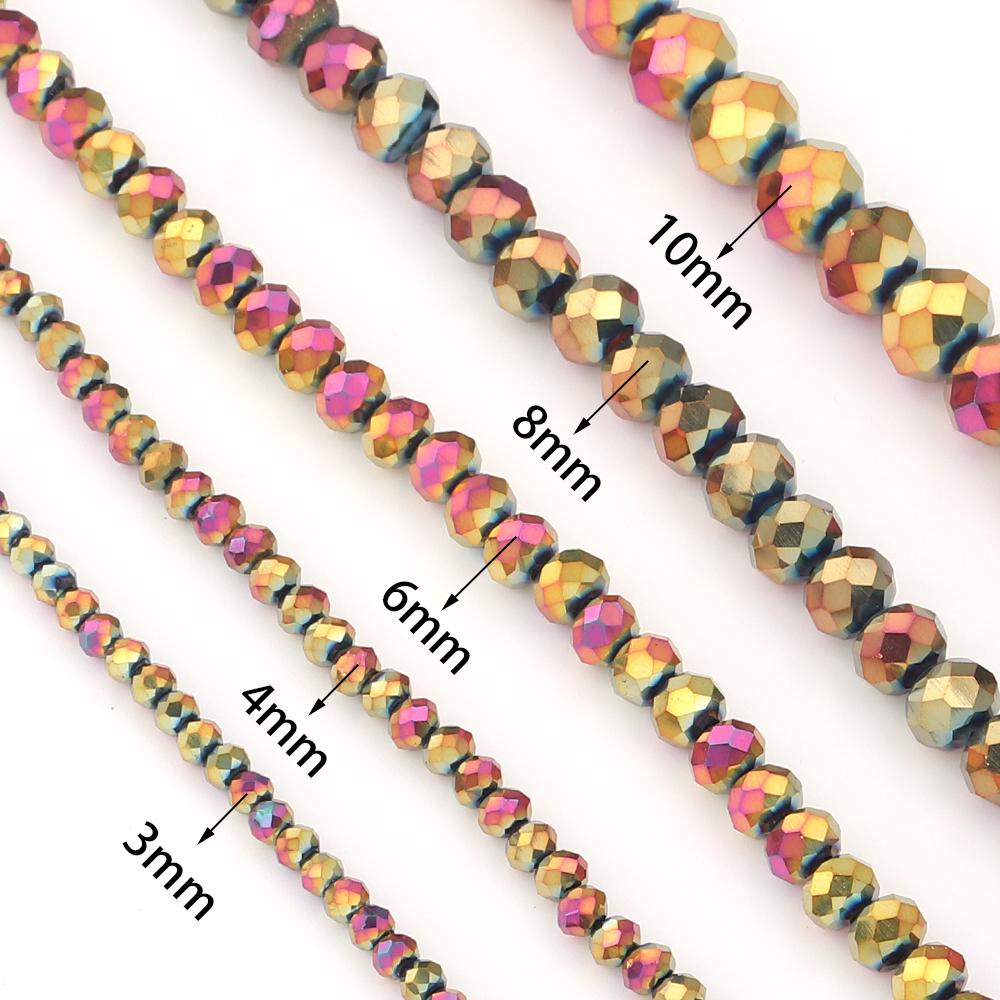 3 4 6 8 10mm Faceted Crystal Beads Red Colorful Glass Loose Spacer Beads For Jewelry Making DIY Bracelet Necklace Accessories