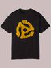 Summer Casual Graphic T-shirt - Black with Bold Yellow Circular Design