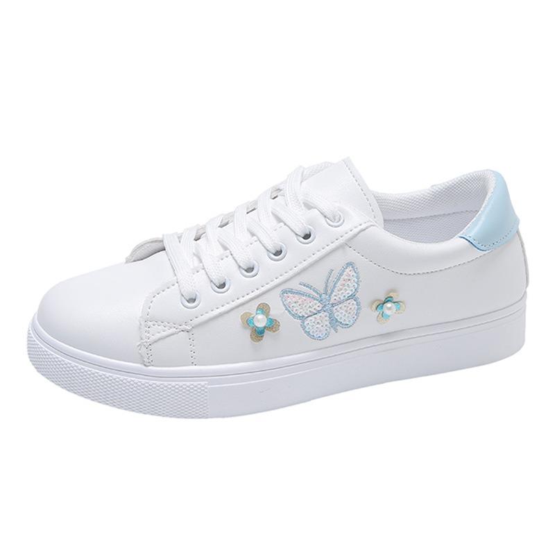 Fashion Autumn Women Butterfly Small White Shoes Fashion Popular Student Flat Shoes Campus Student Board Shoe Women Embroidered Sneakers