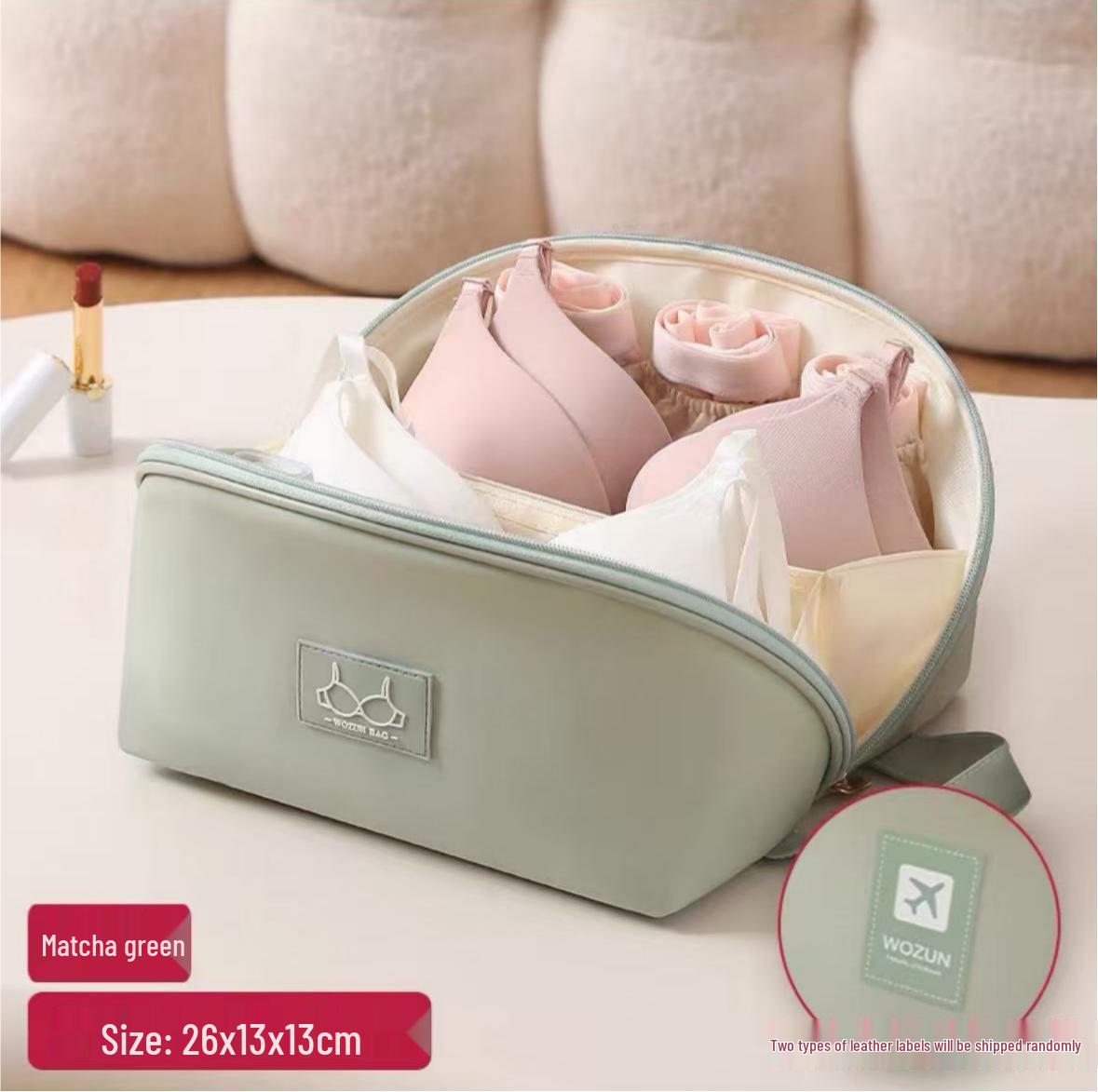 

Waterproof Large Capacity PU Pillow Lingerie Bag for Storing Underwear and Panties, Solid Color, Travel Bra Storage