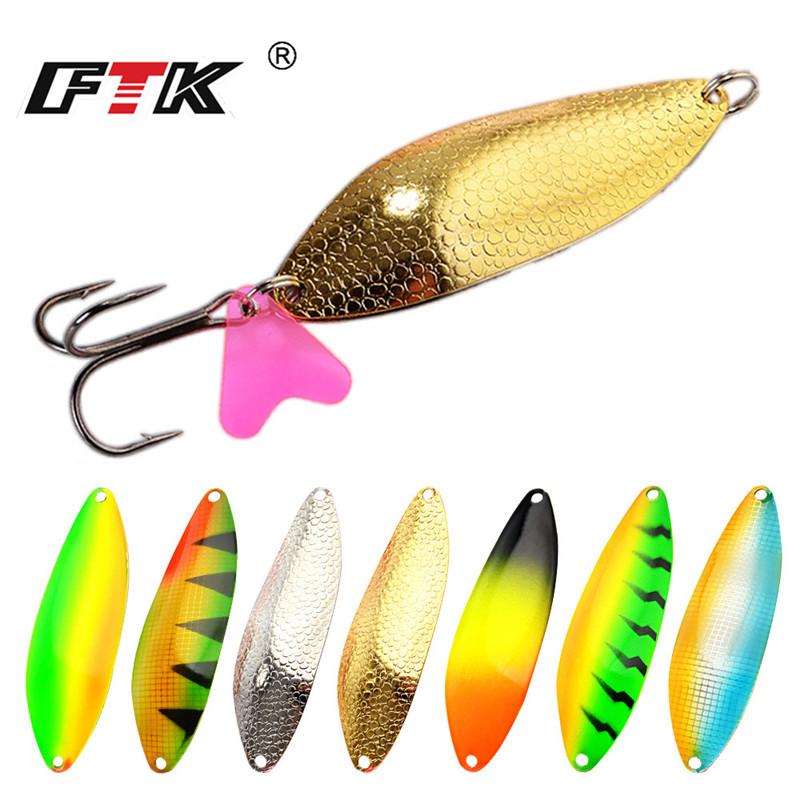 FTK 1PC 8 Colors Spoon Fishing Lure 30g/32g/40g with Treble Hook Bass CrankBait Spoon Crank Bait