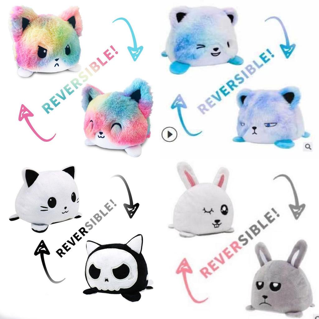 Reversible Flip Cat Plush Stuffed Toy Soft And Cute Animal Doll For Children Gifts