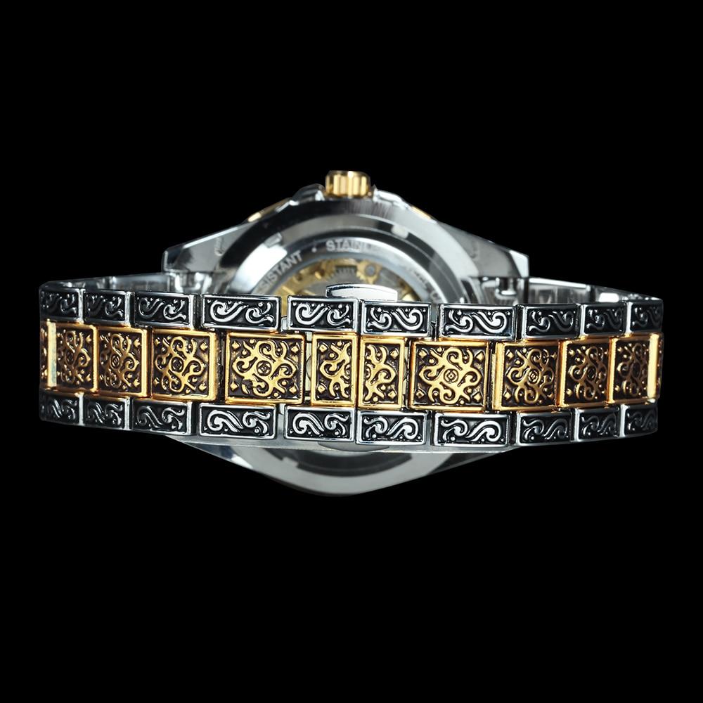 Forsining Stil Herrenmode Casual Hohl Vintage geschnitzt automatische mechanische Uhr