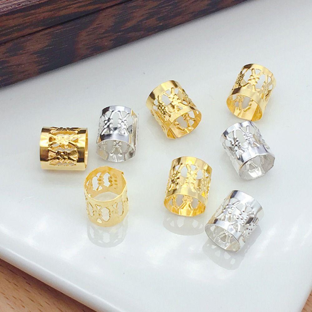 50pcs Charm Hair Rings Golden Hair Braid Tubes African Dreadlocks Beads  for Women Girls